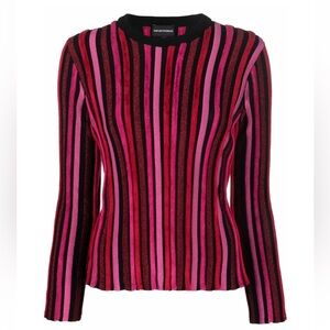 Emporio Armani Pink and Black Striped Sweater